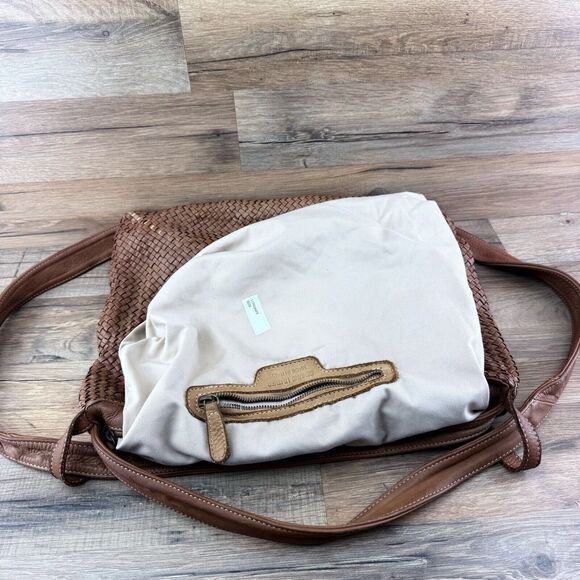 Hobo Crossbody Bag Brown Woven Leather Detachable Shoulder Strap Made In… - Picture 8 of 8